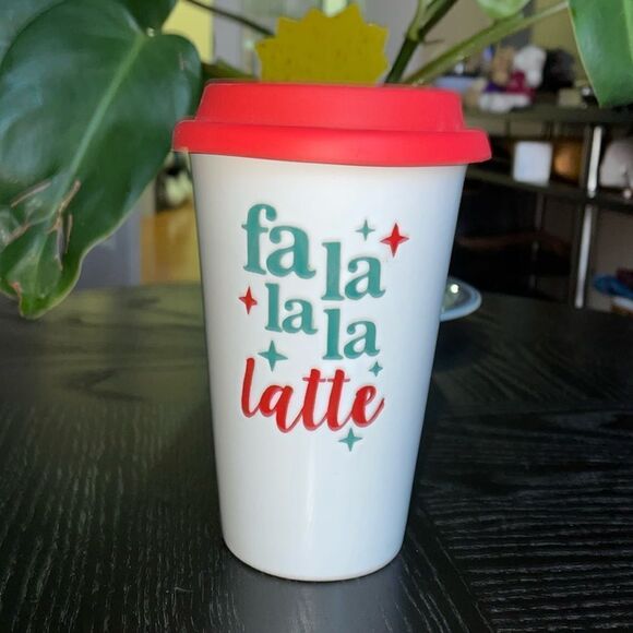 Eccolo Xmas Christmas Ceramic silicone cover hot coffee travel mug thermal - Picture 3 of 7